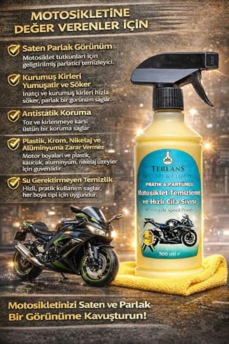 Alternative view of Motosiklet Temizleyici Parlatıcı Hızlı Cila | Boyalı Alan & Plastik Aksam | Parfümlü | 500 ml SPREY + Mikrofiber Bez