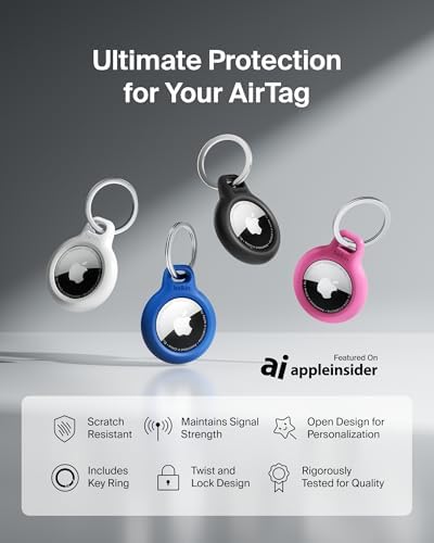 AirTag için Anahtarlıklı Kılıf - 4'lü Paket - Siyah