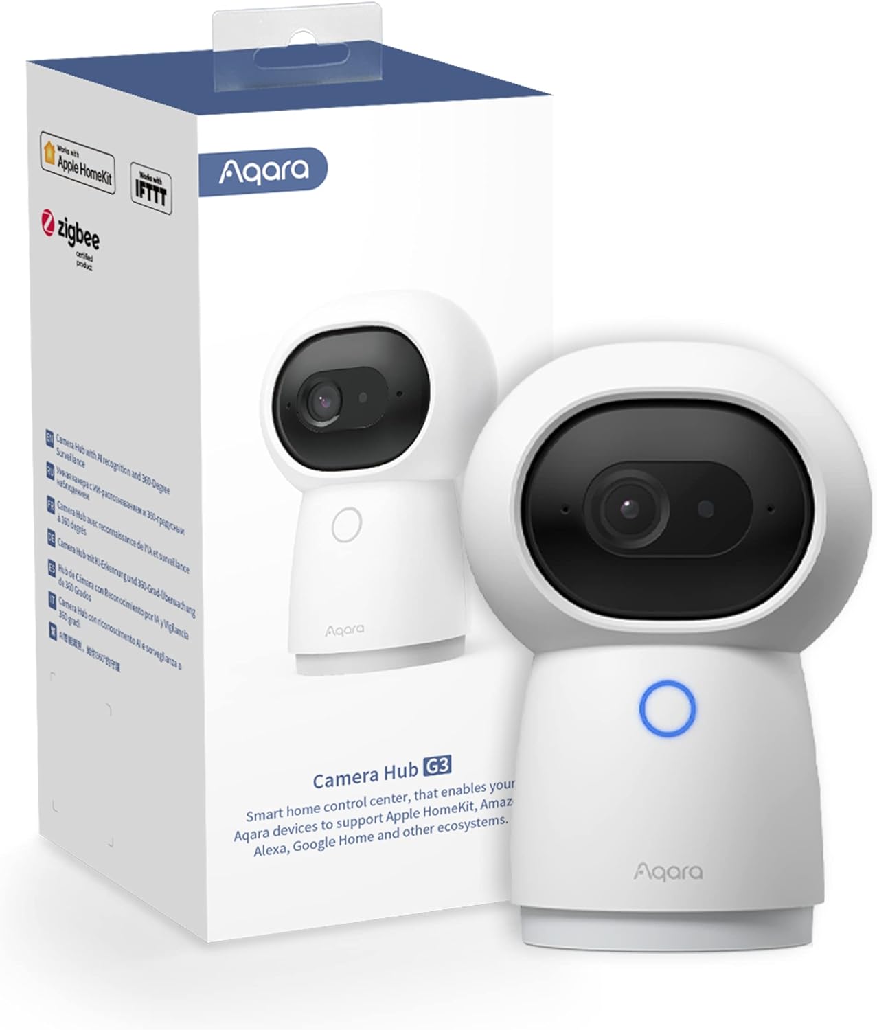 Hub G3 Kamera, AI Destekli Güvenlik Kamerası, Yüz ve Hareket Tanıma, Ev Kamerası, 360° Görüş Açısı, 2K Yüksek Çözünürlük, HomeKit Alexa Asistan IFTTT Uyumlu, Beyaz