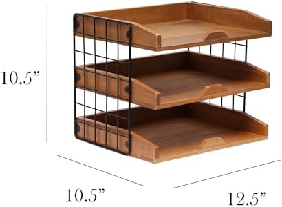 Alternative view of Designs HG1022-NWD Ev Ofis Ahşap Masa Düzenleyici Posta Mektup Tepsisi 3 Raflı, Doğal Ahşap