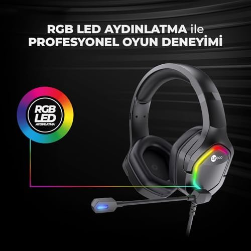 Alternative view of HT403 3.5mm + USB Kablolu Kulak Üstü RGB Aydınlatmalı Gaming Kulaklık Siyah
