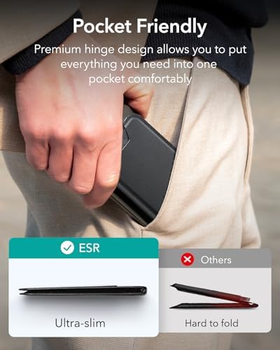 ESR HaloLock Vegan Deri Cüzdan Standı, MagSafe Cüzdan ve Ayarlanabilir Stand, 14/14 Plus/14 Pro/14 Pro Max ve 13/12 Serisi ile Uyumlu, 13/12 mini ile Uyumlu değil, 3 Kart Tutucu, Siyah