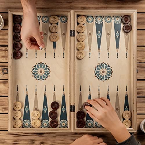 Etnik Tasarımlı El Yapımı Modern Ahşap Tavla Seti