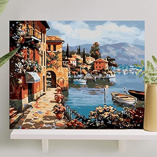 Hobi Sanat Sayılarla Boyama Tuval Seti Fırça Boya Dahil (Çıtalı) 40x50 CM - Göl
