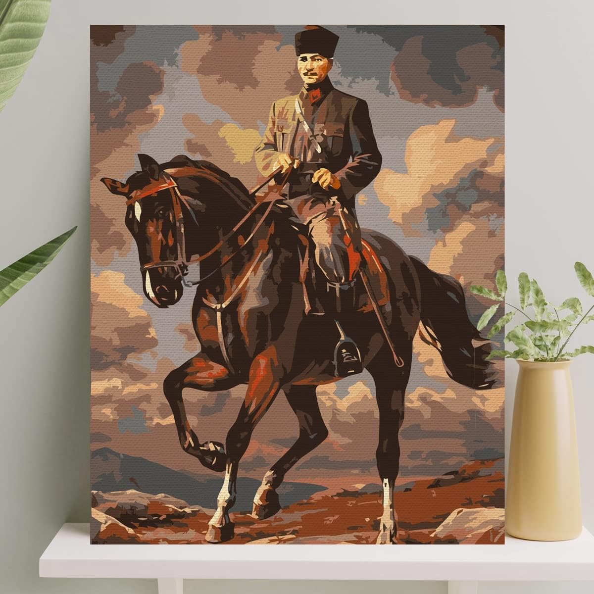 Sayılarla Boyama Tuval Seti Fırça Boya Dahil (Çıtalı) 40x50 CM - Atatürk