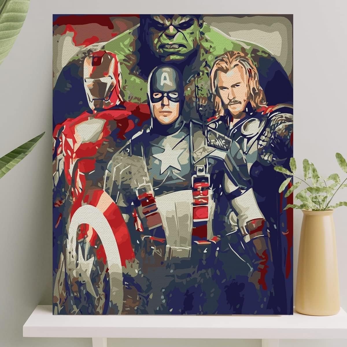 Hobi Sanat Sayılarla Boyama Tuval Seti Fırça Boya Dahil (Çıtalı) 40x50 CM - Avengers