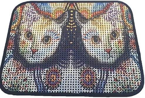 Miapet Elekli Desenli Kedi Tuvalet Önü Paspası 60 x 45 cm Beyaz Kedi