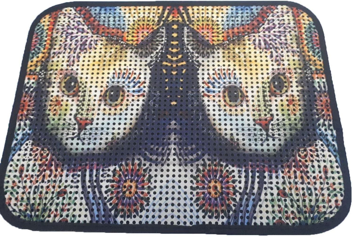 Alternative view of Miapet Elekli Desenli Kedi Tuvalet Önü Paspası 60 x 45 cm Beyaz Kedi