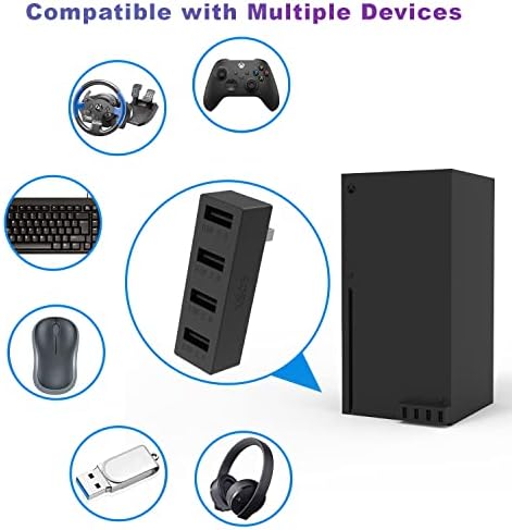 Xbox Serisi X/S için 4 Bağlantı Noktalı USB Hub 2.0, Xbox Serisi X/S Konsolu ile Uyumlu Yüksek Hızlı USB Hub Splitter Genişletme Adaptörü