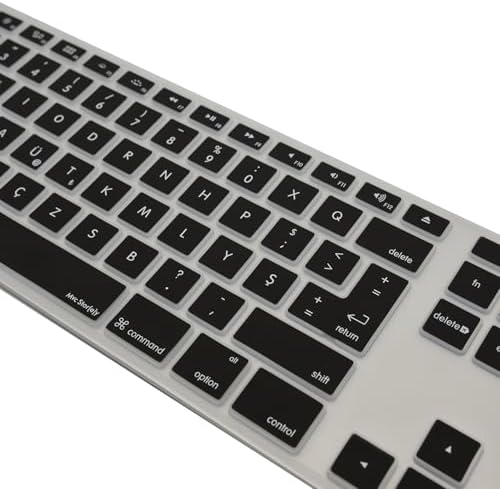 Keyboard 1 A1243 Türkçe F Klavye Koruyucu Silikon Kapak Ultra İnce Toz Sıvı Koruma Numerik Tuş Takımı Tam Uyum Keyboard Cover Lazer Kesim Siyah