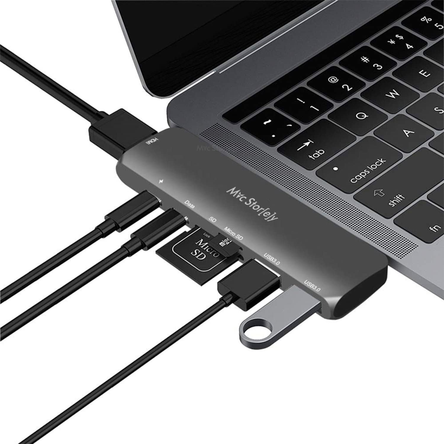 MacBook USB-C Hub ve Çoklayıcı 7-in-1 | 4K HDMI, USB 3.0, SD/microSD | M1 ve M2 Uyumlu Gri