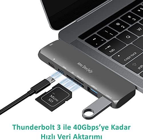 Alternative view of MacBook USB-C Hub ve Çoklayıcı 7-in-1 | 4K HDMI, USB 3.0, SD/microSD | M1 ve M2 Uyumlu Gri