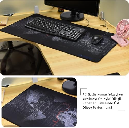 Alternative view of Mouse Pad 30x60 cm Kaymaz Kauçuk Tabanlı Dünya Haritası Gaming Büyük Boy Klavye ve Mouse Altlığı Ergonomik Oyun Mouse Pad 3mm Kalınlık