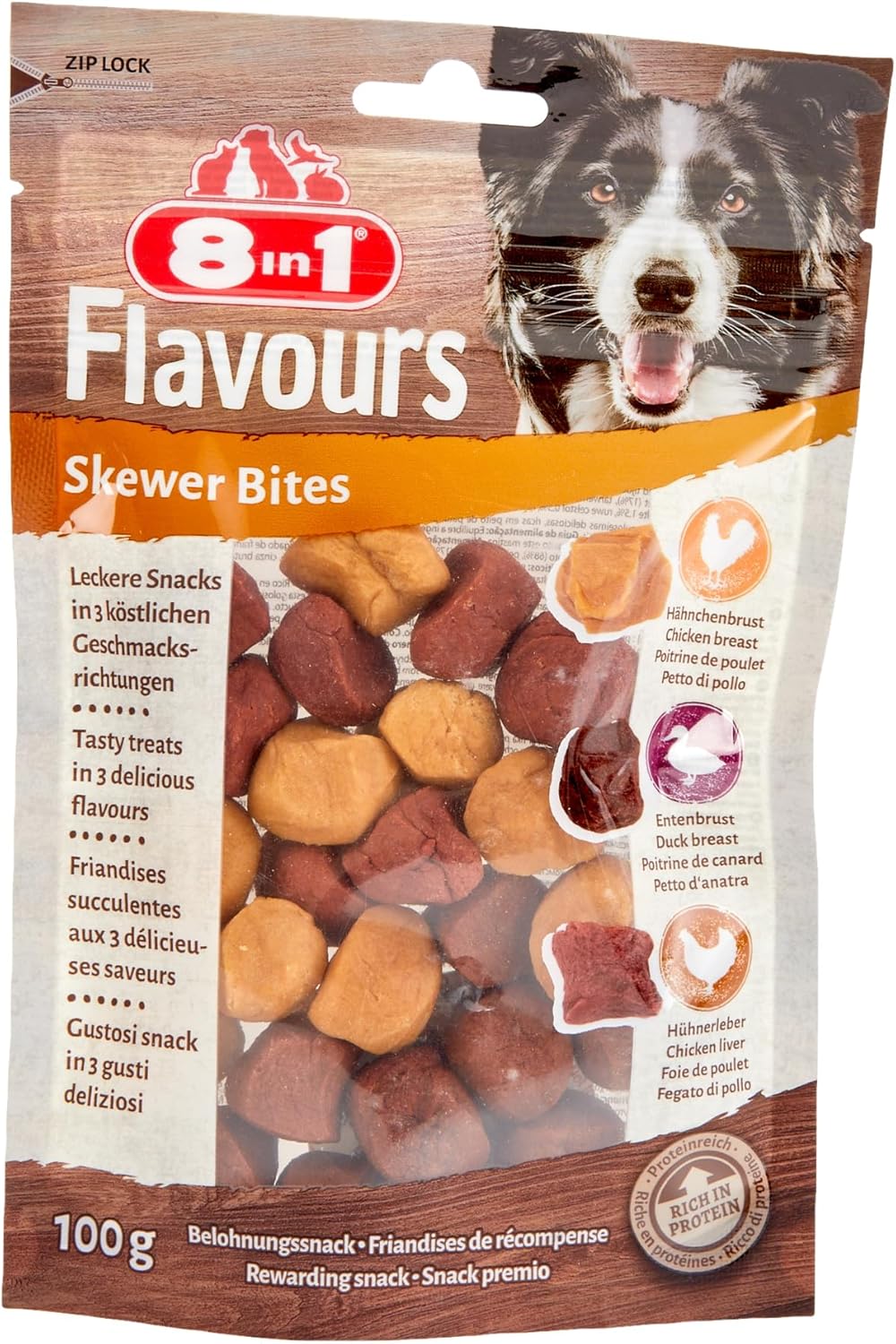 8in1 Flavours Skewer Bites Kuşbaşı Dilimli Çiğneme Köpek Ödülü 100 Gram