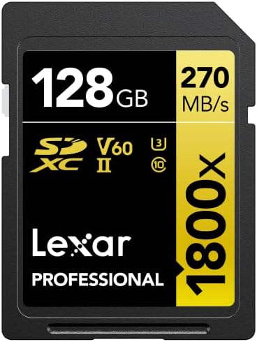 LEXAR PROF 128GB 1800X SDXC UHS-II 270MB/s read 180MB/s write C10 V60 U3