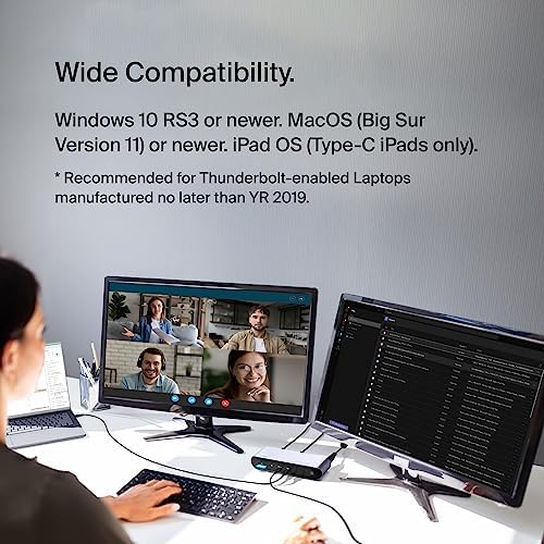 Thunderbolt 4 Pro, Tek 8K 60hz, Çift 4K Ekran Uyumlu, 2 x Thunderbolt 4 Bağlantı Noktası, 2 x HDMI Bağlantı Noktası, 90W Güç Dağıtım PD, Ses Girişi/Çıkışı