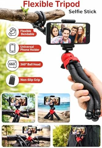 Esnek Youtuber Yayıncılar ve Sosya Medya için İdeal 30cm Ahtapot 360 Derece Taşınabilir Ayakları Bükülebilir Selfie Telefon Tutuculu 3 Ayaklı Kampda Tatilde Gezilerde Çok Hafif 320gr