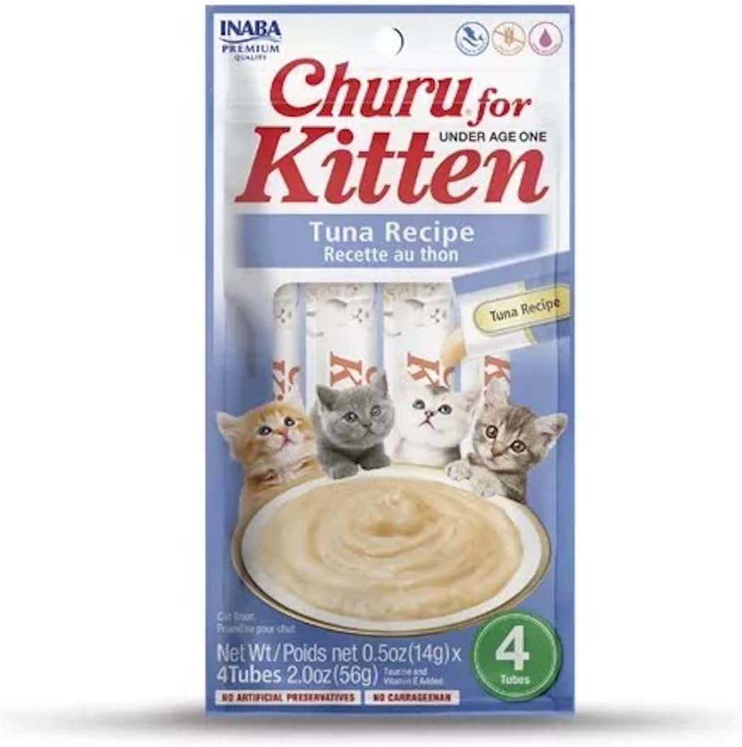 Churu kedi atıştırmalıkları, yavru kediler için, 12 aydan küçük genç kediler için sağlıklı atıştırmalıklar, ton balığı (4 adet x 14 g)