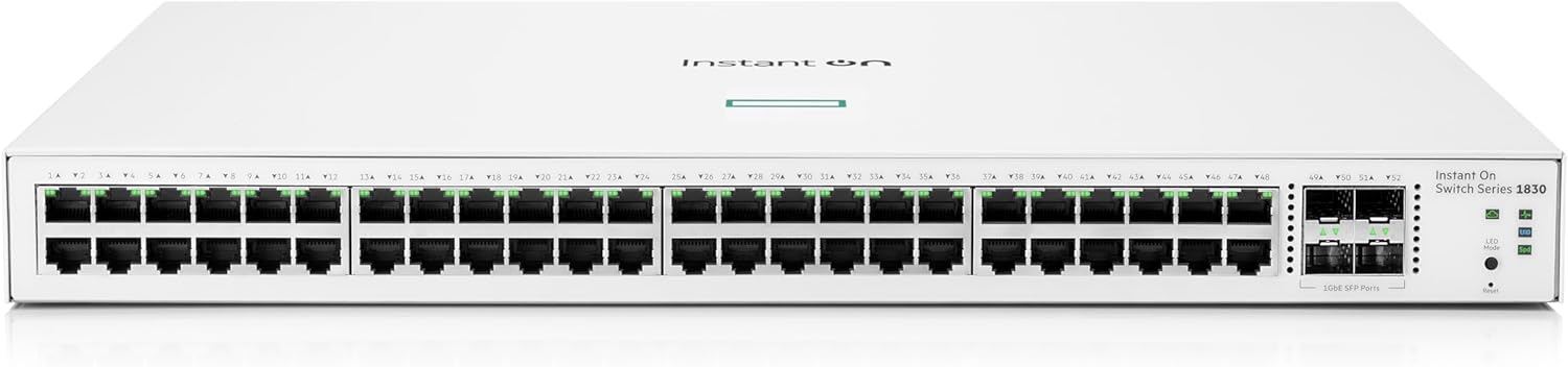 Alternative view of Aruba a Hewlett Packard Enterprise company Aruba On 1830 48 Port Gb Smart-Managed Layer-2 Ethernet Anahtarı | 48x 1G | 4X SFP | Fansız | AB Kablosu (JL814A#ABB)