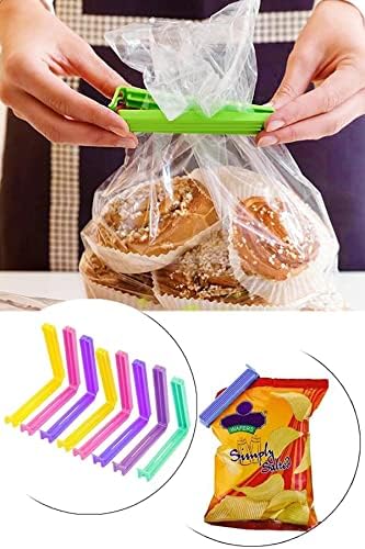 8'li Çok Renkli Pratik Poşet Klipsi, Paket, Ambalaj, Torba, Çanta Kapatıcı Plastik Kilidi, Mandalı (Karışık 8 Adet)
