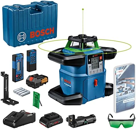 Professional GRL 650 CHVG Rotasyon Lazeri Set (Yeşil Lazer, Dış Mekan Tesviye, 1x18V 4,0 Ah Akü + Şarj Cihazı, Mobil Uygulama Destekli, Maksimum Çalışma Alanı: 650 m, Taşıma çantası)