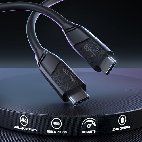 – USB-C kablosu, USB 3.2 Gen 2 – 2m (veri kablosu/şarj kablosu, güç dağıtımı ile 10 Gbit/s ve 100 W'a kadar şarj akımı/PD 3, entegre çip, siyah)