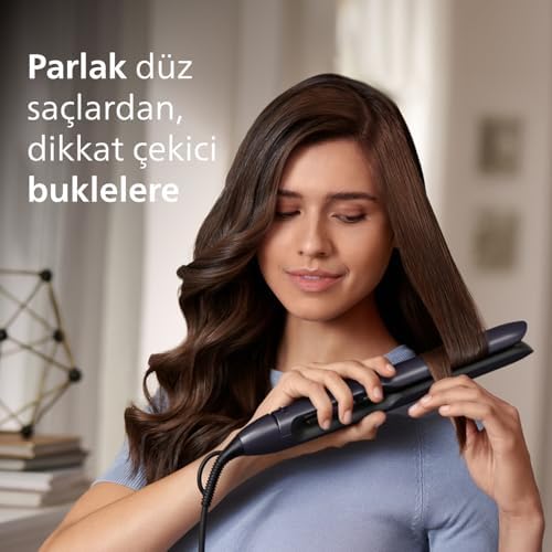Saç Düzleştirici, Bukle Özellikli, Argan Yağlı Plaka, ThermoShield, UV Koruma, İyonik Bakım, Hızlı Isınma, Geniş Sıcaklık Ayarı, Dayanıklı Kılıf Hediyeli, BHS732/00