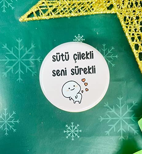 Sütü Çilekli Seni Sürekli Tasarımlı Kokulu Teneke Mum (Beyaz)