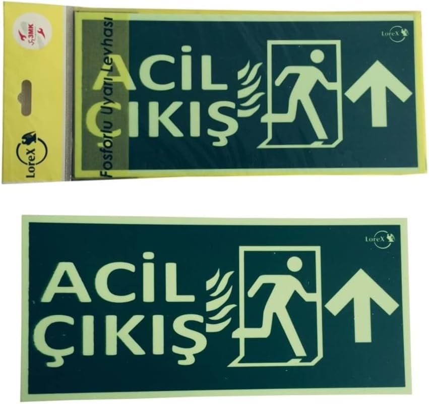 Alternative view of LR-FU ACİL-ÇIKIŞ Yazılı Yukarı Ok Yön Gösteren Fosforlu Yön Levhası (1)