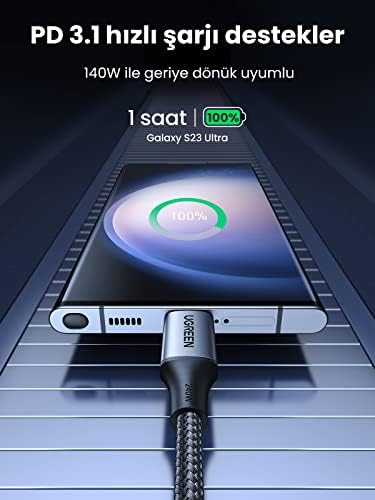 USB C to Type-C PD 3.1 240W 5A Hızlı Şarj ve Data Kablosu 2 Metre
