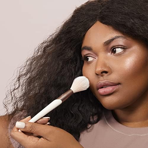 EcoTools Luxe Yumuşak Vurgulayıcı Makyaj Yüz Pudrası Fırçası, Şeffaf, Aydınlık Parıltı, Üstün Kalite Makyaj Fırçası, Ultra Yumuşak, Sentetik Kıllar, Çevre Dostu Yüz Fırçası, Zulüm İçermez, 1 Adet