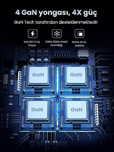 200W USB C Şarj Cihazı 100W + 100W 6 Bağlantı Noktalı PD Şarj Cihazı GaN II PPS MacBook Pro/Air iPad Pro ile uyumludur.