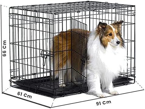 Metal Köpek Kafesi 91x61x66 Cm Siyah