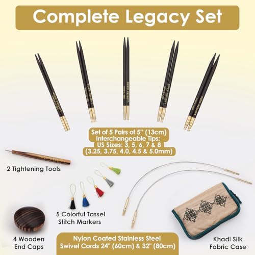 Interchangeable Needle Set 5"- Sizes 3/3.25mm To 8/5mm -LM350302