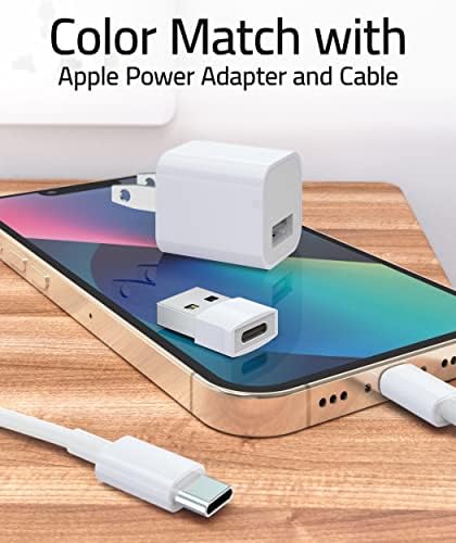 Syntech USB - USB C Adaptörü 4 Paket, Tip C Dişi - USB Erkek Dönüştürücü Güç Şarj Kablosu Adaptörü MagSafe Serisi 10/SE/Ultra 2 17 E Air Pro Max AirPods Pro ile Uyumlu, Beyaz