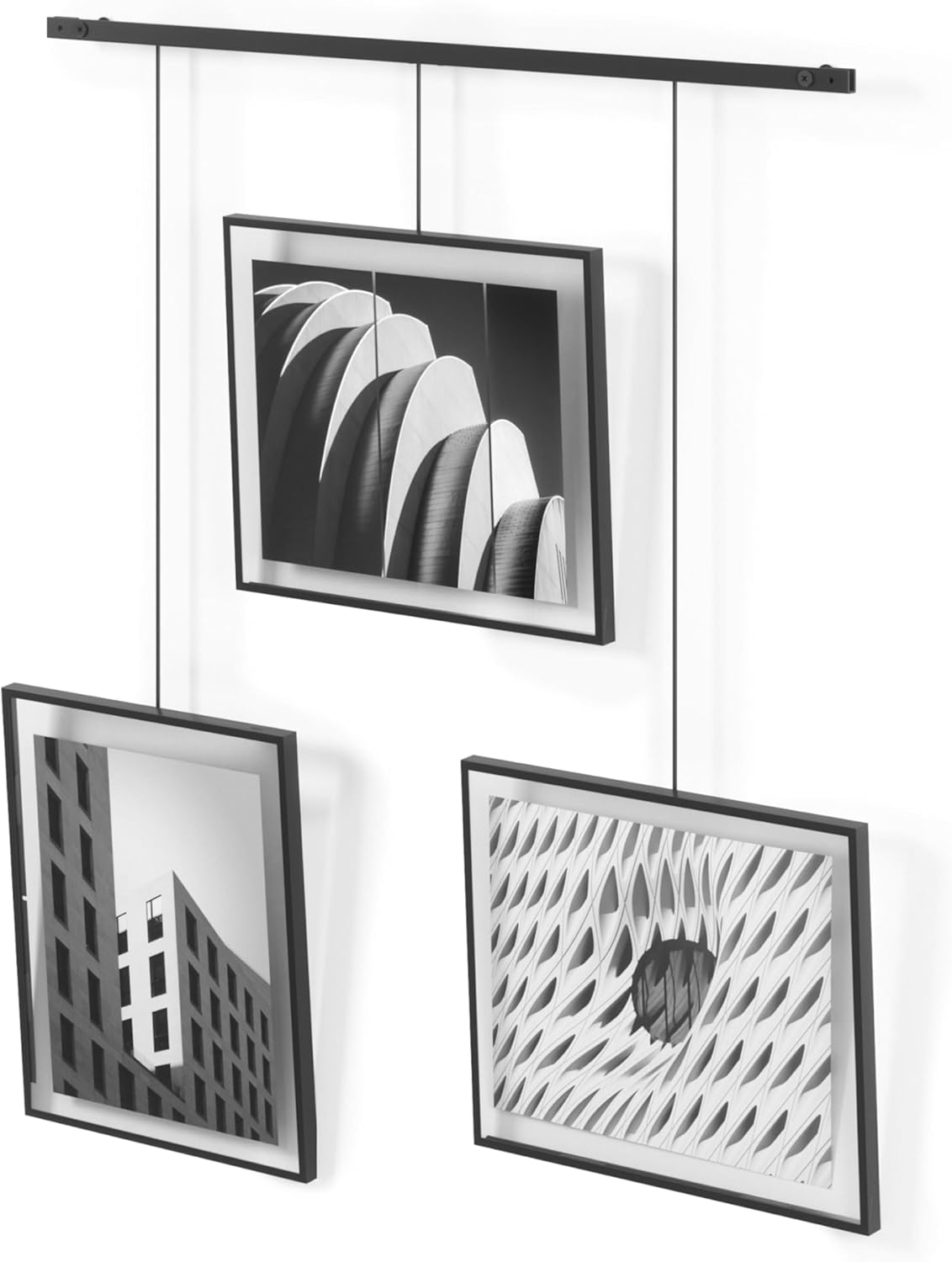 Exhibit fotoğraf kolaj resim çerçevesi - Yatay ve çapraz montaj için esnek resim çerçevesi seti, 3 fotoğraf, sanatsal baskı, resim, siyah, 3 çerçeve - 20 x 25 cm
