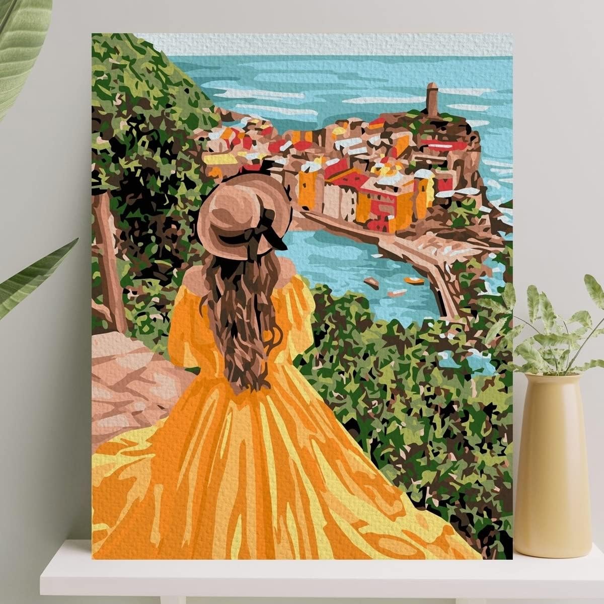 Hobi Sanat Sayılarla Boyama Tuval Seti Fırça Boya Dahil (Çıtalı) 40x50 CM - Sarı Elbiseli Kız