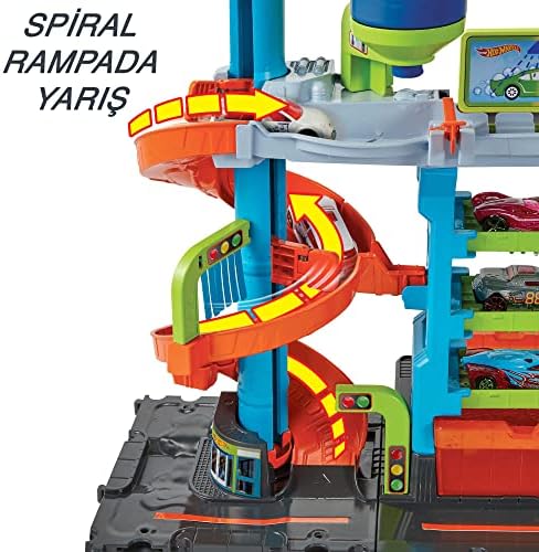 Araba Yıkama Kulesi ™ City Araba Yıkama ile 1 adet Renk Değiştiren Arabalar™ aracı, çocuklar için oyuncak HDP05