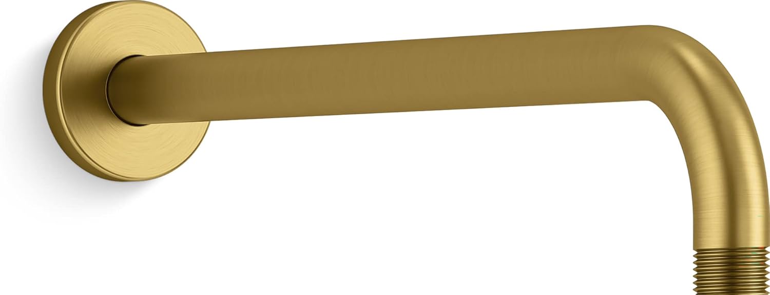 26322-2MB Bildirim 14" Tek Fonksiyonlu Duvara Monte Yağmur Başlığı Kolu, Canlı Fırçalı Modern Pirinç