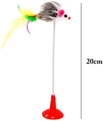 Alternative view of 2'li Vantuzlu Fareli Tüylü Hareketli Çanlı ve Esneyen Eğlenceli Peluş Kedi Oyuncağı
