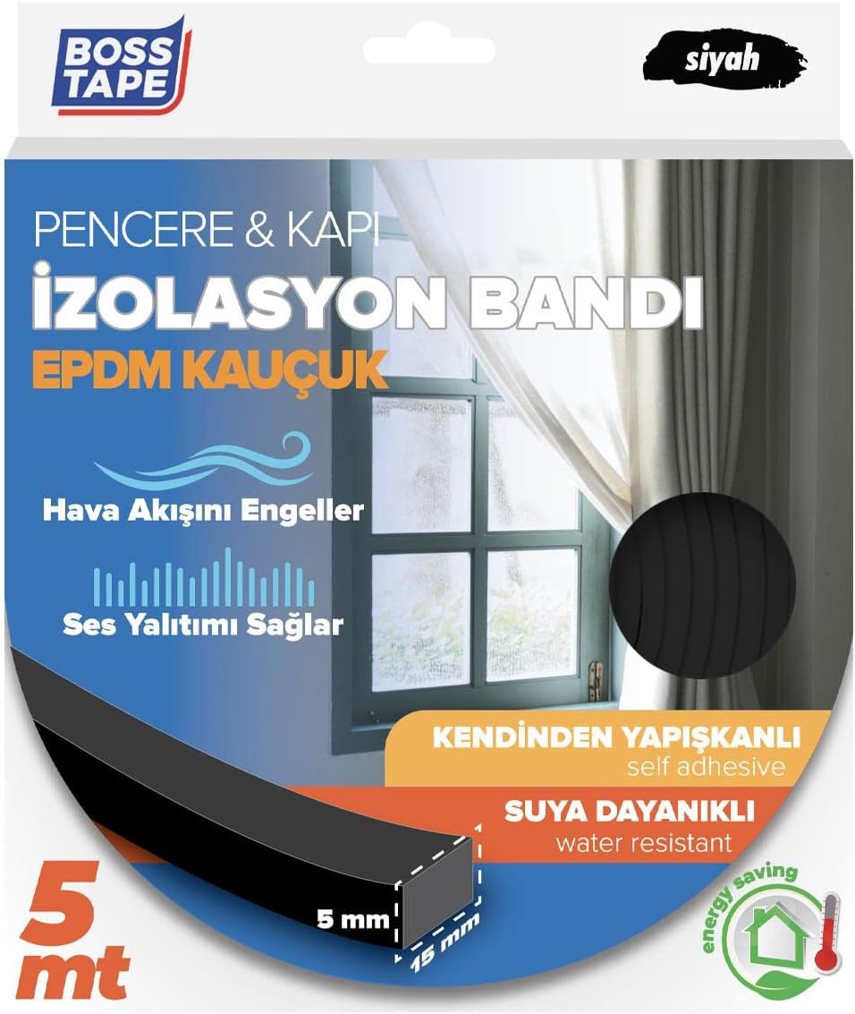 Alternative view of EPDM Kauçuk Pencere Kapi Izolasyon Bandi, 5mm X 15mm X 5mt Boyut, Siyah