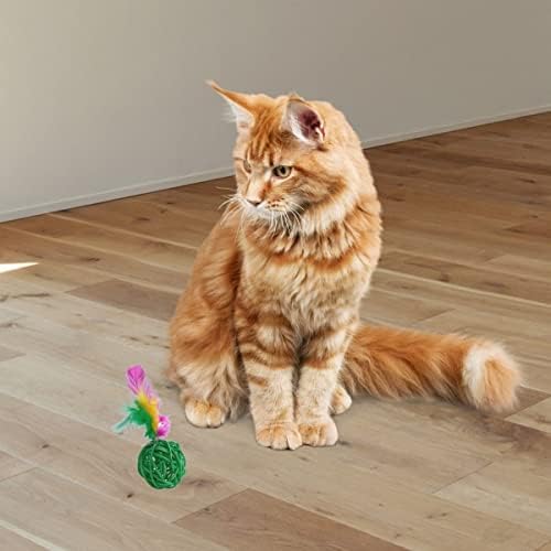 2li Renkli Peluş Tüy Kedi Köpek Oyuncak Yakalama Çiğneme Çıngıraklı Top Oyuncağı