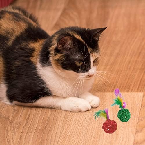 Alternative view of 2li Renkli Peluş Tüy Kedi Köpek Oyuncak Yakalama Çiğneme Çıngıraklı Top Oyuncağı