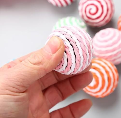 Alternative view of 2’li Renkli İpli Kedi Oyuncağı Seti, 4 cm Dayanıklı Top Şeklinde Tırmalama Oyuncağı, Yavru ve Yetişkin Kediler için Eğlenceli Hareketli Toplar