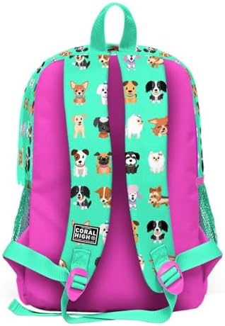 Alternative view of Kids Su Yeşili Köpek Desenli Dört Bölmeli Okul Sırt Çantası 23465