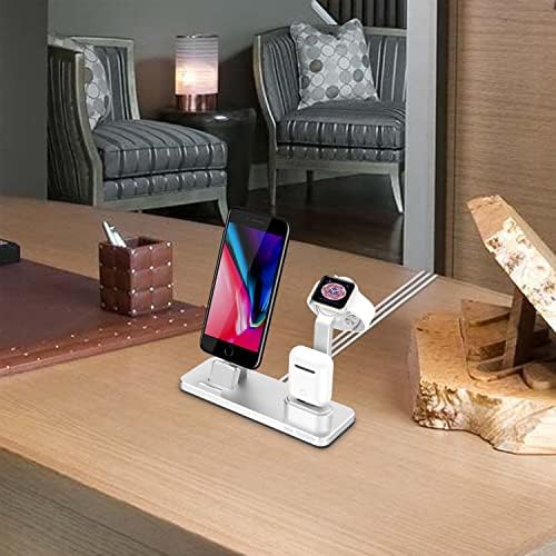Alternative view of 3'ü 1 Arada & & AirPods Şarj Standı Uyumlu– Metal Çoklu Şarj İstasyonu, 20 W Adaptörlü Hızlı Şarj, 2 m Lightning/USB‑C Kablo, Masaüstü Telefon Standı Siyah