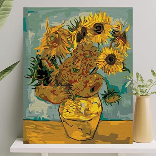 Hobi Sanat Sayılarla Boyama Tuval Seti Fırça Boya Dahil (Çıtalı) 40x50 CM - Ayçiçekleri