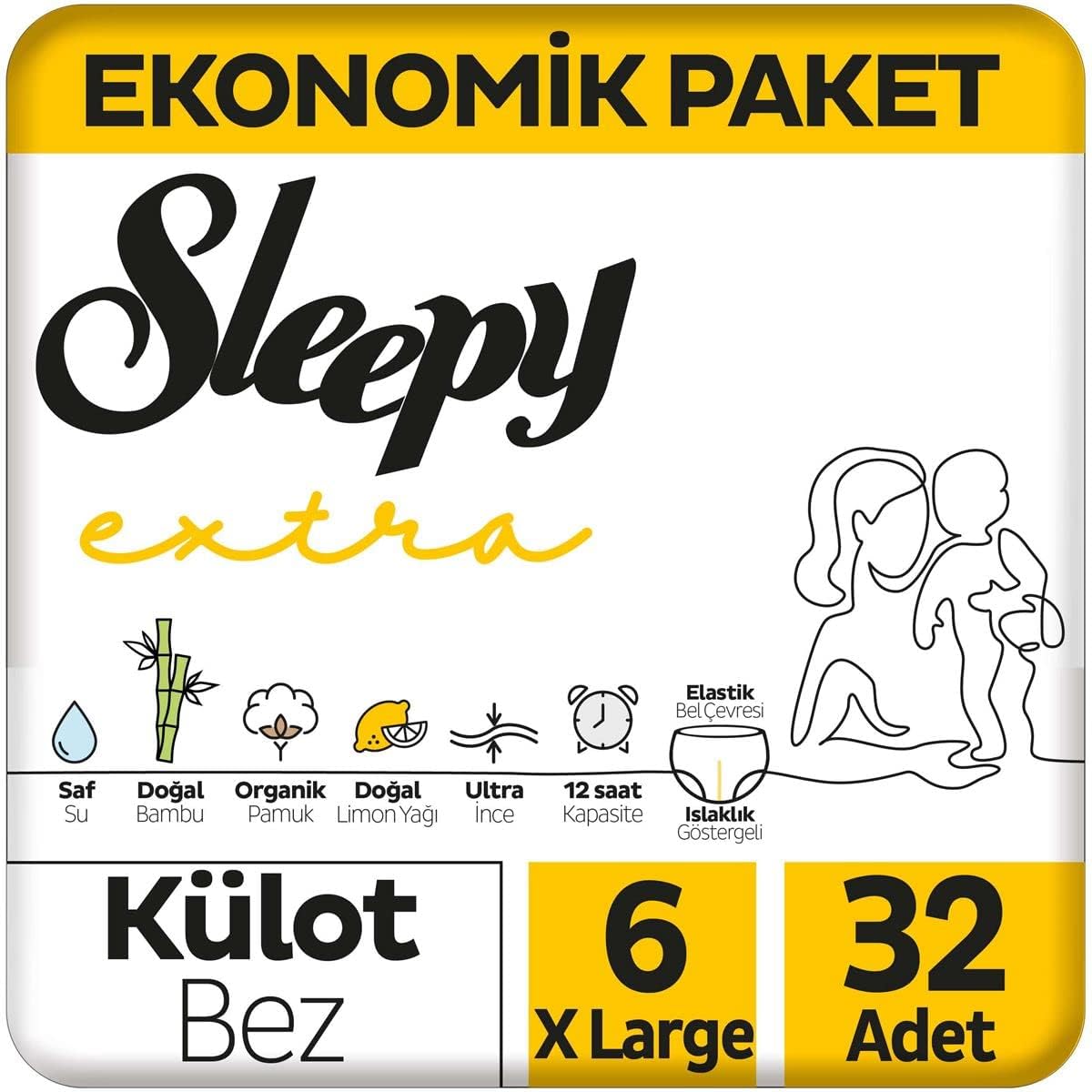 Günlük Aktivite Ekonomik Paket Külot Bez 6 Numara Xlarge 32 Adet