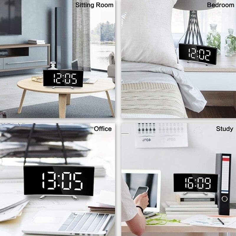 Alarmlı LED Dereceli Curved Dijital Masa Saati