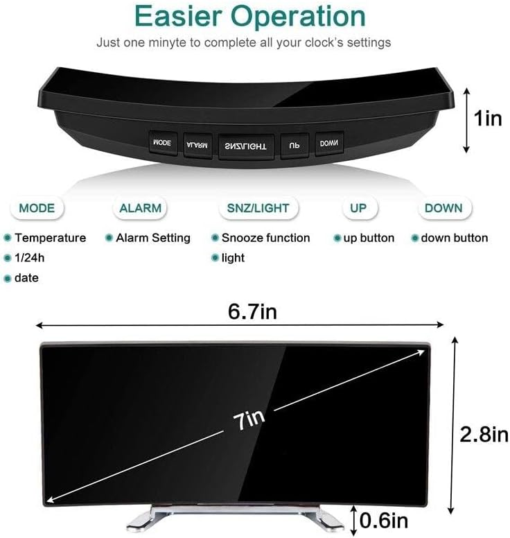 Alternative view of Alarmlı LED Dereceli Curved Dijital Masa Saati